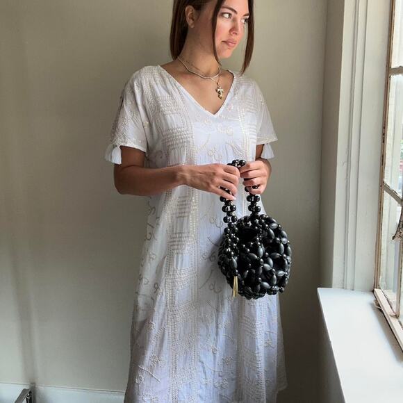 Oliphant White Shift Dress Gold Sequin & Tassels - Picture 10 of 10